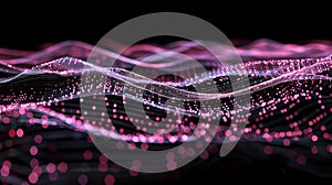 Pink Data Stream Abstract Background. Tech Visualization, Network Connection