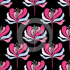 Pink Decorative flowers seamless pattern