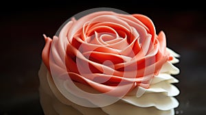 Pink decorative sugar rose. Elegant cake shaped like a rose