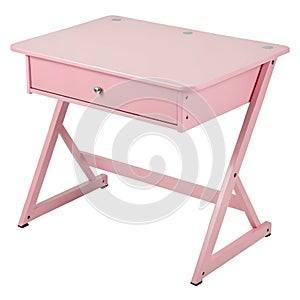 A Pink Desk Isolated on White Background