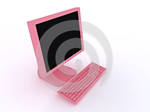 The pink desktop computer