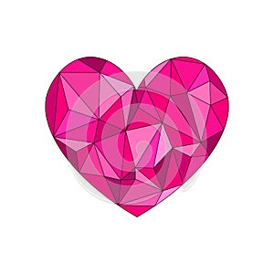 Pink diamond heart.Diamond heart shape, vector format for valentine