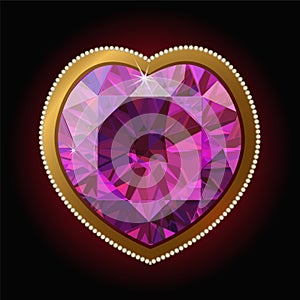 Pink diamond heart in a gold frame