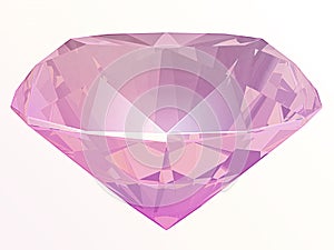 Pink diamond side view 3D illustration