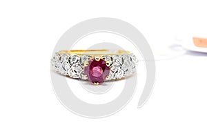 Pink Diamond with white diamond and gold ring