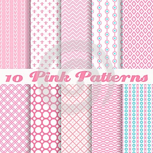 Pink different vector seamless patterns