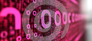 Pink Digital Binary Code Abstract Technology Wallpaper with Zeros and Ones on a Black Background.
