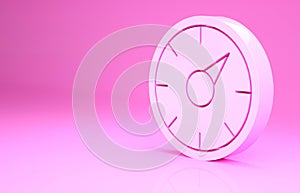Pink Digital speed meter concept with 5G icon isolated on pink background. Global network high speed connection data