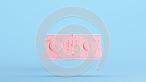 Pink DJ Decks Clubbing Vintage Musical Instrument Soft Retro 2000s 90s Kitsch Blue Background