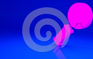 Pink DNA research, search icon isolated on blue background. Magnifying glass and dna chain. Genetic engineering, cloning