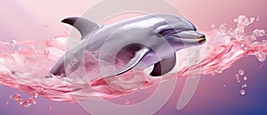 Pink dolphin, rare species of marine animal, Amazonian dolphin underwater