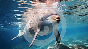 Pink dolphin, rare species of marine animal, Amazonian dolphin underwater