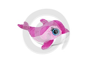 Pink dolphin toy isolated on white background