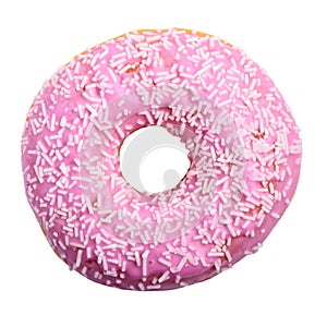 Pink Donut With White Sprinkles