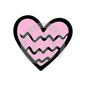 Pink doodle heart isolated on white background. Hand drawn love heart. Vector illustration for any design