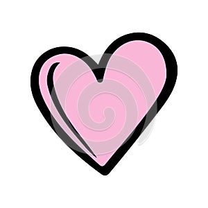 Pink doodle heart isolated on white background. Hand drawn love heart. Vector illustration for any design