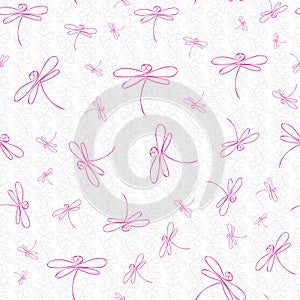 pink dragonfly gray textured seamless repeat pattern