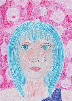 Pink dream crying woman