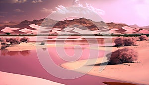 The pink dreamy aesthetic desert is a beautiful and serene landscape
