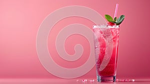 Pink Drink With Green Leaf