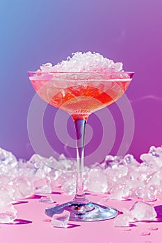 Pink Drink With Ice on Table