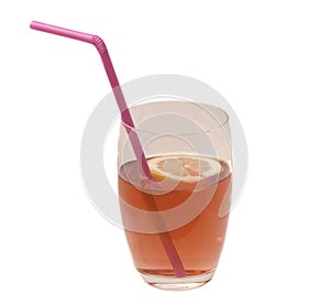 Pink Drink With Lemon And Straw