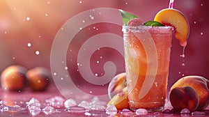 Pink Drink With Peach Slice