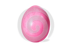 Pink dyed easter egg, on white