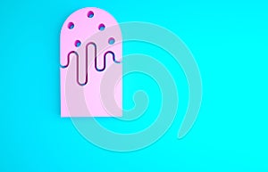 Pink Easter cake icon isolated on blue background. Happy Easter. Minimalism concept. 3d illustration 3D render