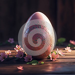 pink easter egg decorated with gold