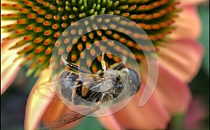 Pink Echinacea with Bees