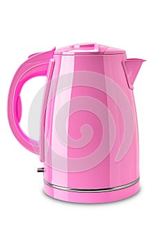 Pink Electric Kettle on White Background