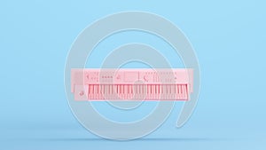 Pink Electronic Keyboard Vintage Musical Instrument Soft Retro 2000s 90 Kitsch Blue Background