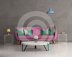 Pink elegant modern sofa interior