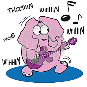 Pink Elephant Playing a Rock Guitar
