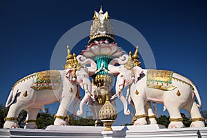 Pink Elephant statue Decorated near Sanamluan