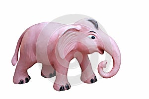 Pink elephant statue isolated on white