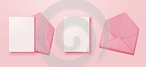 Pink envelopes and white letter