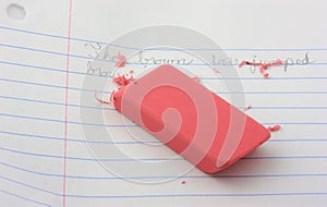 Pink eraser. photo