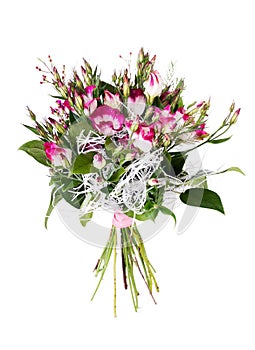 Pink eustoma flower bouquet arrangement centerpiece