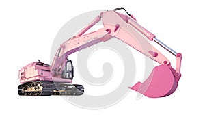pink excavator on a white background