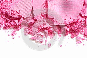 Pink eye shadow border crushed on white