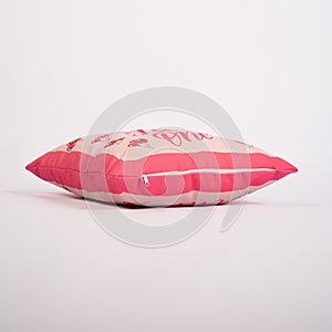 Pink Fabric Pillow for Kids on White Background
