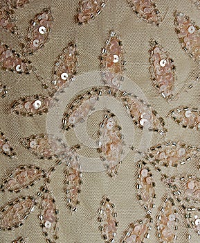 Pink Fabric With Sequins and Beads