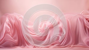 Pink fabric texture with waves and folds.