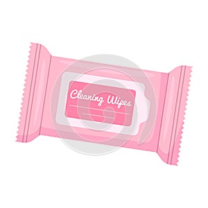 pink face cleaning wipe in flat style