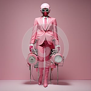 Pink Fashion Design: A Dada Person In Mechanized Forms