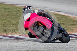 Pink Fast Racing Bike Cornering