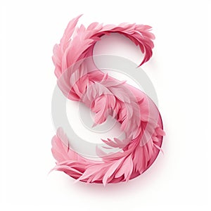 Pink Feather Letter S: Organic And Naturalistic 3d Illustration