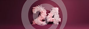 pink feather number 24, AI generated, web banner